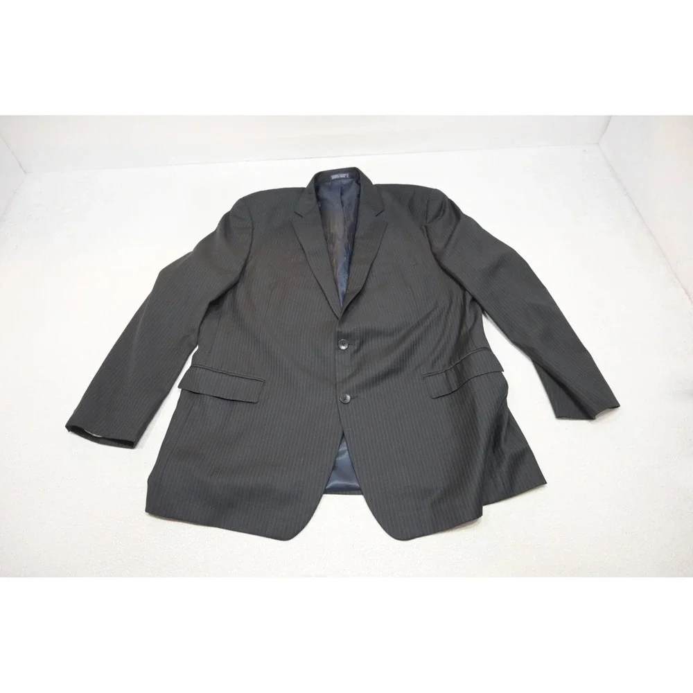 Nautica Pinstripe Suit Mens Size 48L 42x36 Dark Gray 2-Piece Formal Excellent